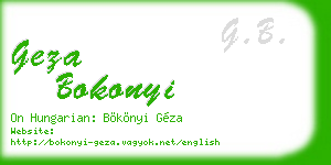 geza bokonyi business card