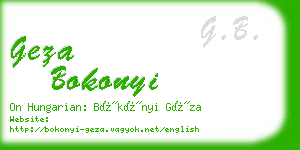 geza bokonyi business card